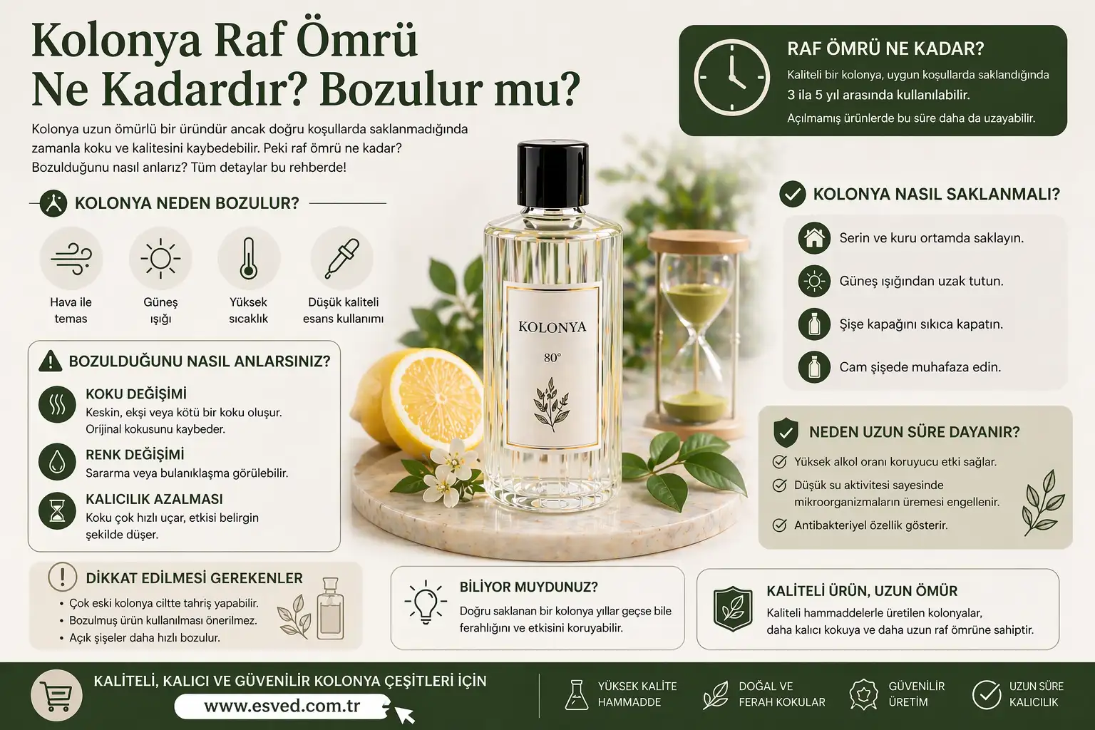 Kolonya Raf Ömrü Ne Kadardır? Bozulur mu?